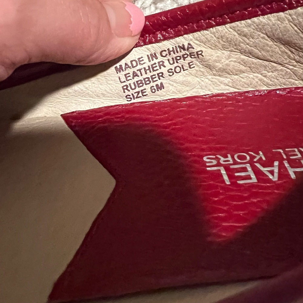 Michael Kors Red Flats with Silver Emblem - Picture 5 of 10